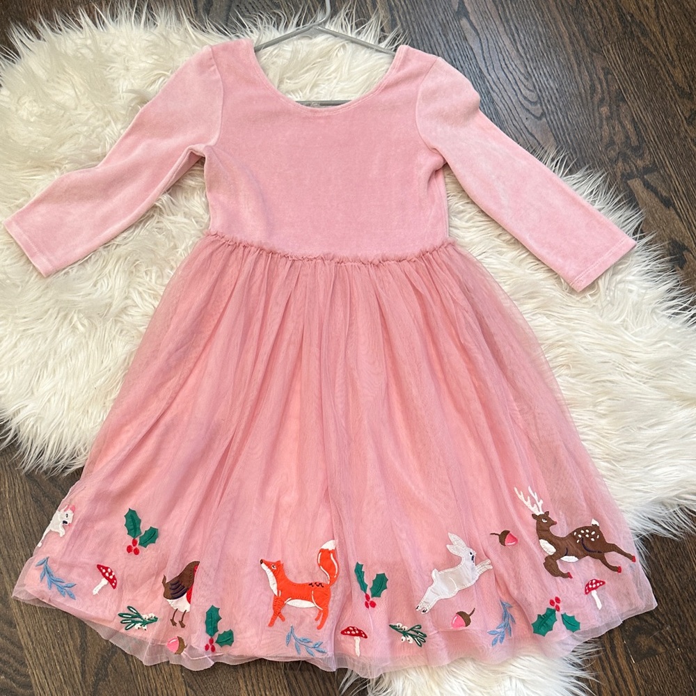 Mini Boden 11/12 Velour Woodland Animal Embroidery - Picture 7 of 7